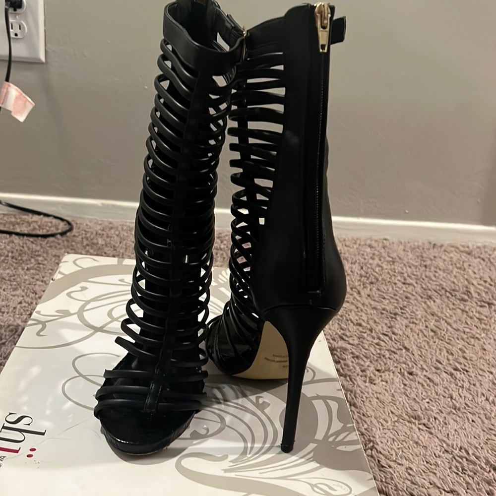 Black strappy high heel